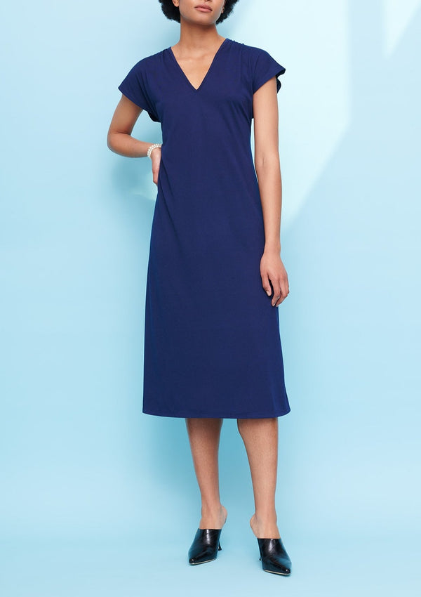 navy-v-neck-dress-cucumber-clothing-cooling