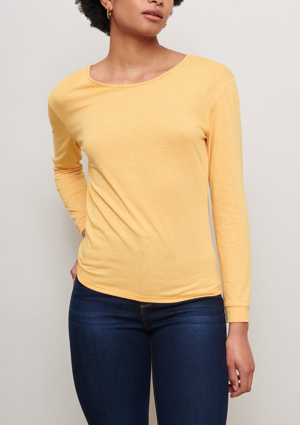 yellow-keyhole-back-long-sleeve-tee-sustainable-wicking-cooling-cucumber-clothing