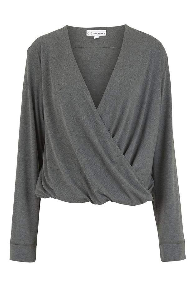 sweat wicking jersey wrap top