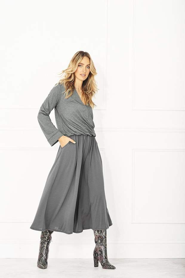 Stone Wide Leg Culottes in 37.5® Technology Jersey