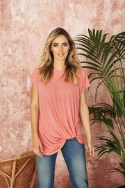 Coral Drape Knot Tee in 37.5® Technology Jersey