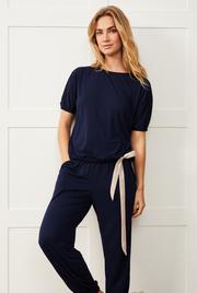 navy-shirred-track-pants-cucumber-clothing-luxury-performance-clothing